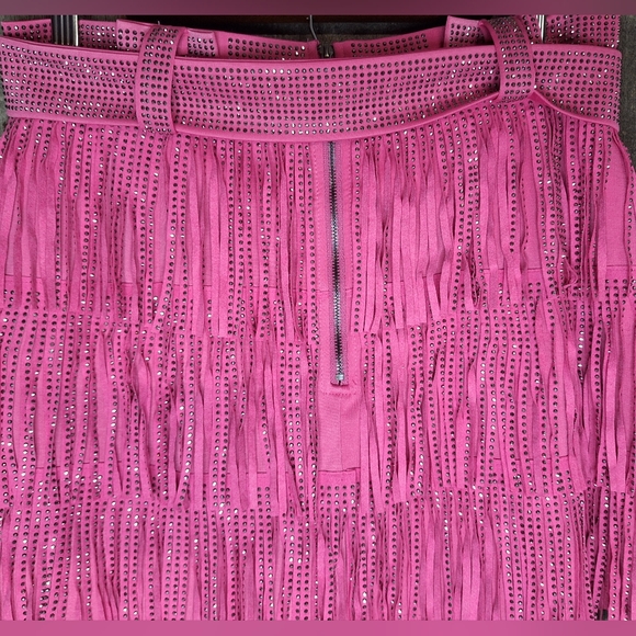 Women's Nylon Apparel Fuchsia Pink Spotlight Stealer Rhinestone Skort Mini Skirt - Picture 6 of 10
